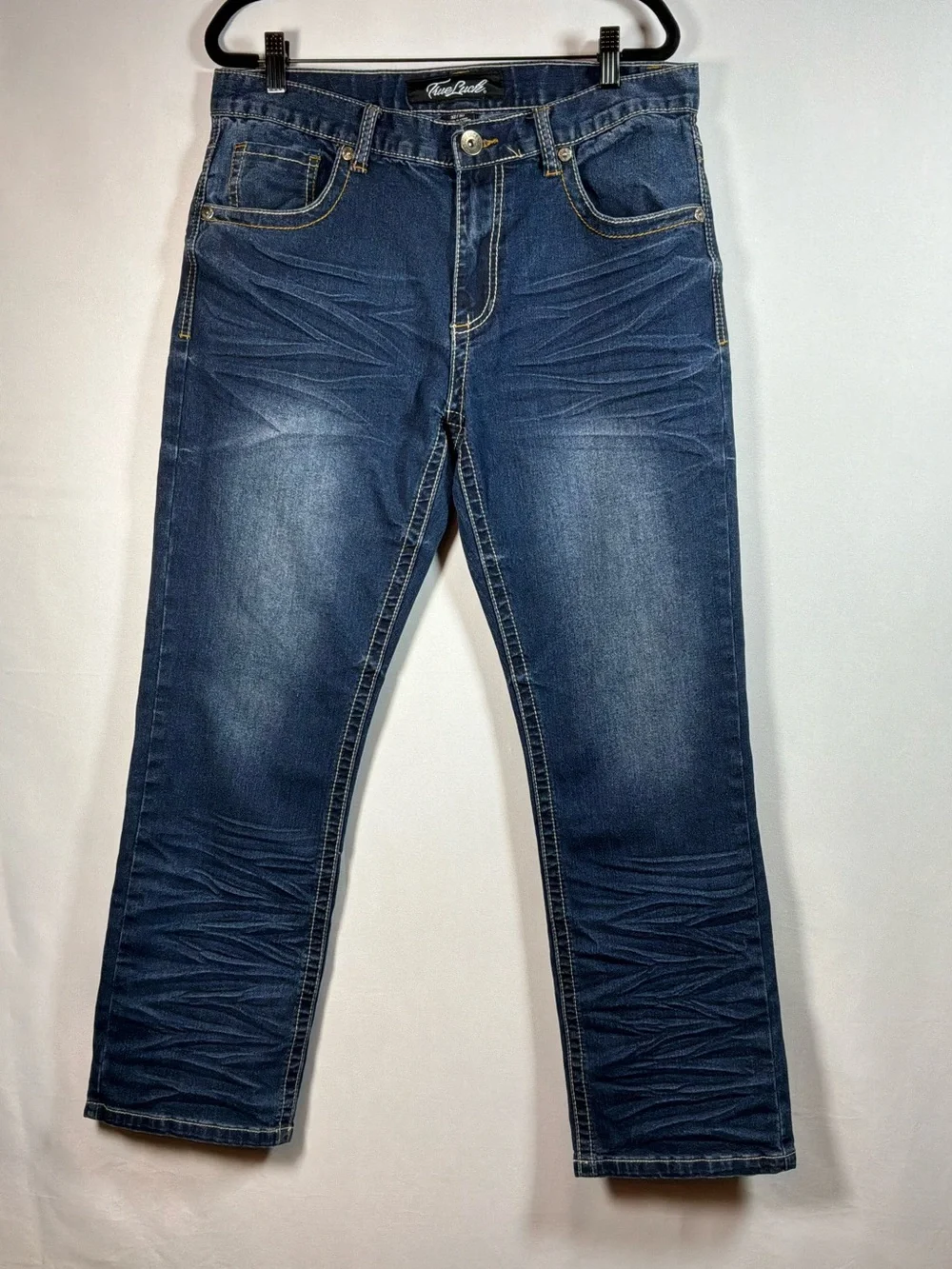 True Religion Men's Dark Blue Straight Leg Jeans